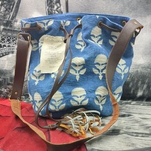 Demdaco Indigo Block Print Bucket Bag